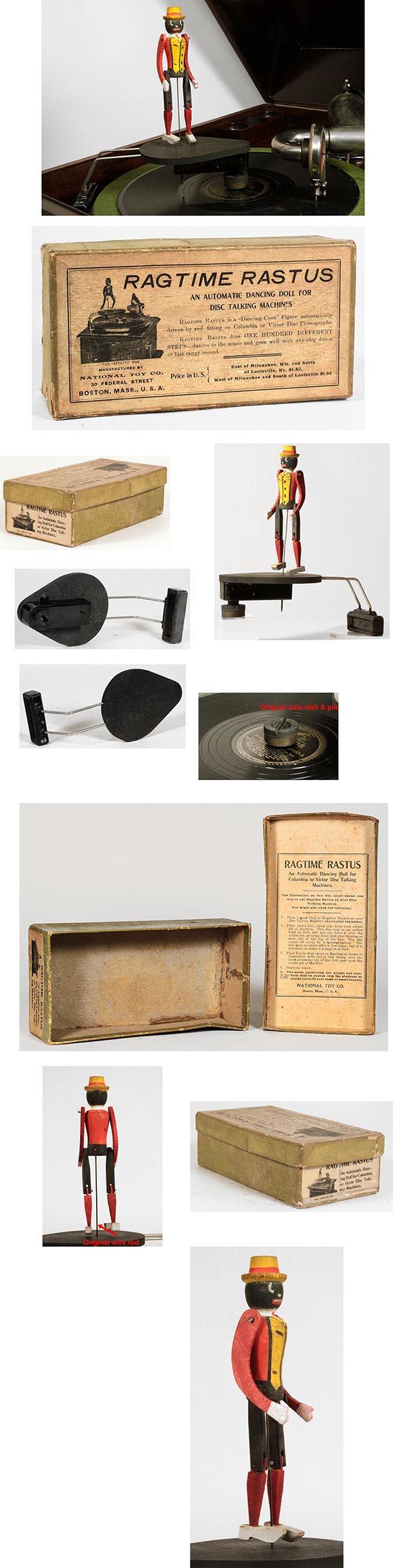 c.1915 National Toy Co., Ragtime Rastus Phonograph Toy in Orig. Box